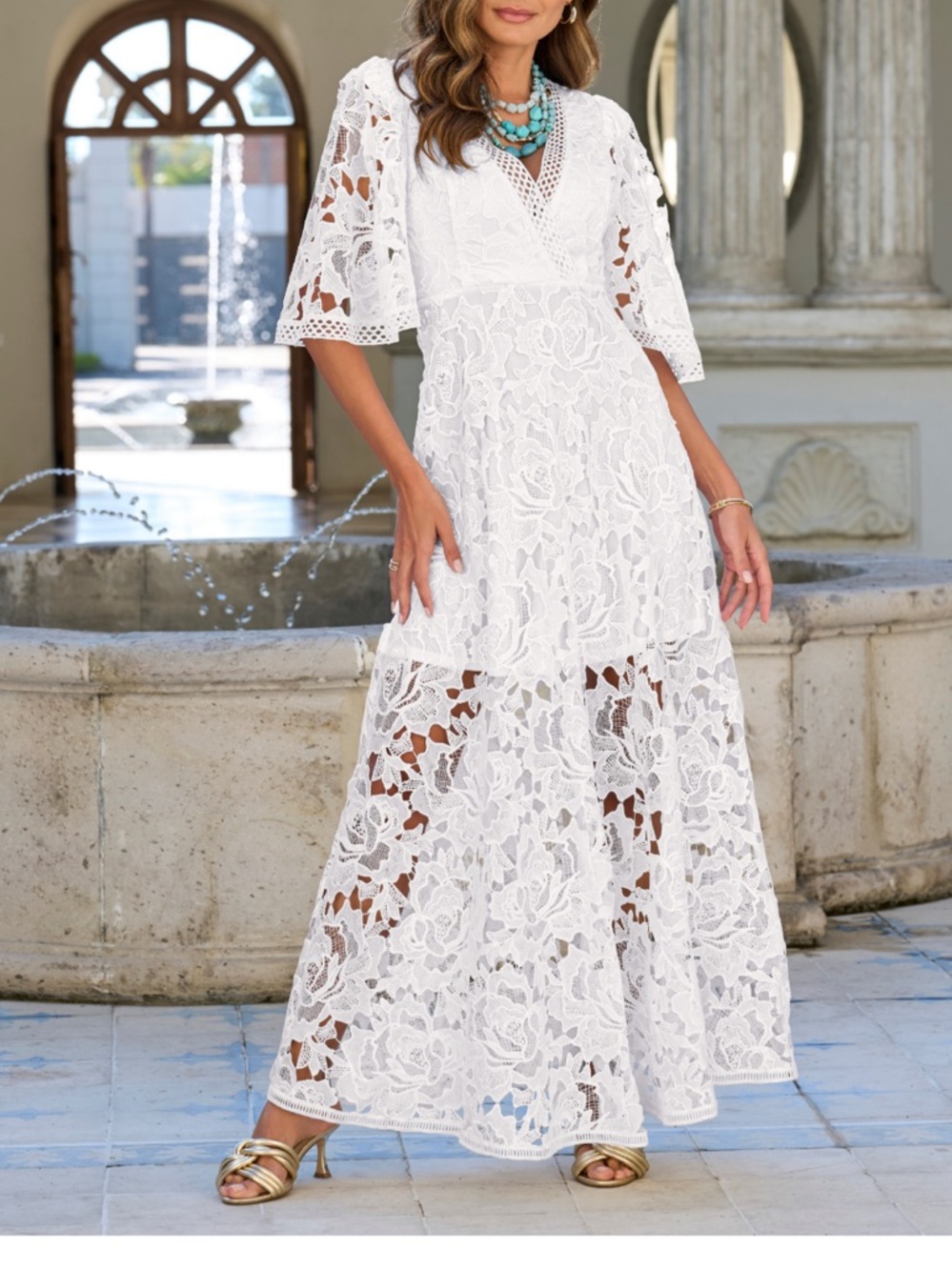 Boston proper flounce sleeve white maxi dress new